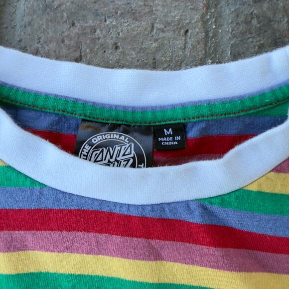 The Original Santa Cruz Skateboards Striped Tee Shirt Size M Short Sleeve - Picture 5 of 7